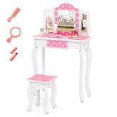 Princess Pretend Play Makeup Dressing Table with Cute Polka Dot Print