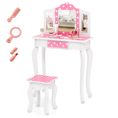 Princess Pretend Play Makeup Dressing Table with Cute Polka Dot Print