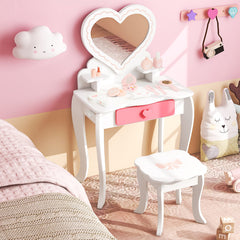 Kids Vanity Set with Heart-shaped Mirror