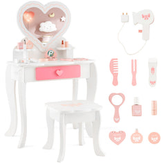 Kids Vanity Set with Heart-shaped Mirror