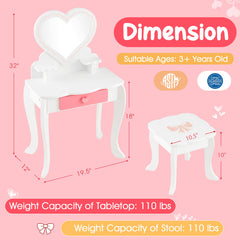 Kids Vanity Set with Heart-shaped Mirror