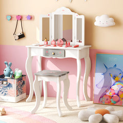 Kids Vanity Set with Tri-folding Mirror