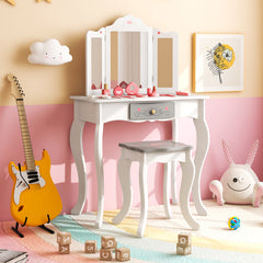 Kids Vanity Set with Tri-folding Mirror