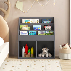 Kids Wooden Bookshelf Bookcase Children Toy Storage Cabinet Organizer