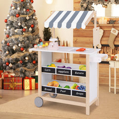 Kids Wooden Ice Cream Cart with Chalkboard and Storage for over 3 Years Old