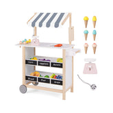 Kids Wooden Ice Cream Cart with Chalkboard and Storage for over 3 Years Old