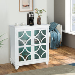Kitchen Buffet Sideboard with Glass Doors and Adjustable Shelf