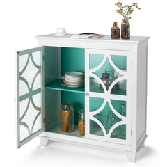 Kitchen Buffet Sideboard with Glass Doors and Adjustable Shelf