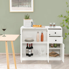 Modern Buffet Sideboard with 2 Pull-out Drawers and Adjustable Shelf for Kitchen