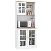 72 Inch Freestanding Pantry Cabinet with Hutch and Adjustable Shelf