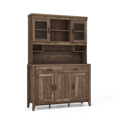 Kitchen Freestanding Hutch Cabinet with Microwave Countertop
