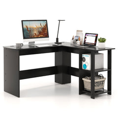 Modern L-Shaped Computer Desk with Shelves