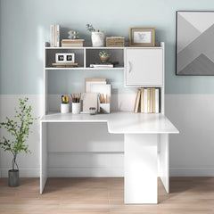 L-Shaped Desk Corner Computer Desk with Open Storage Hutch and Cabinet