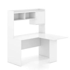 L-Shaped Desk Corner Computer Desk with Open Storage Hutch and Cabinet