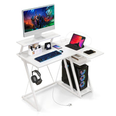 L Shaped Gaming Desk with Outlets and USB Ports