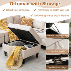 L-shaped Sectional Corner Sofa Set with Storage Ottoman