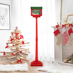 59 Inch Christmas Street Lamp with Sound-Activated Snow Globe Lantern