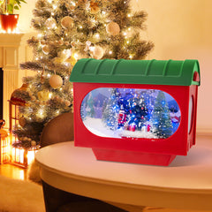 59 Inch Christmas Street Lamp with Sound-Activated Snow Globe Lantern