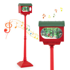 59 Inch Christmas Street Lamp with Sound-Activated Snow Globe Lantern