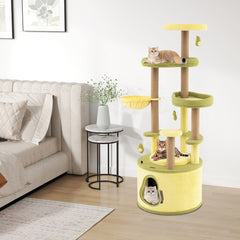 Large Avocado Cat Tree Multi-level Cat Tower with Private Condo