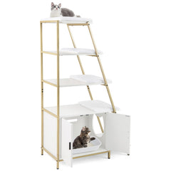 Large Cat Litter Box Enclosure with Storage and Ladder Shelf