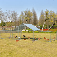 Large Walk-in Metal Chicken Coop with Cover for Farm Backyard