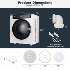 2.6 Cu.ft Compact Portable Clothes Dryer with Touch Panel and 2 Modes