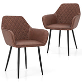 Leisure Dining Chair Set of 2 with Curved Backrest and Wide Seat