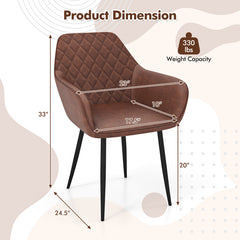 Leisure Dining Chair Set of 2 with Curved Backrest and Wide Seat