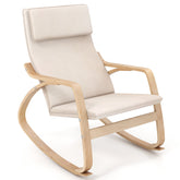 Stable Wooden Frame Leisure Rocking Chair with Removable Upholstered Cushion