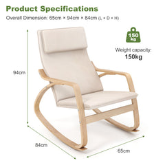 Stable Wooden Frame Leisure Rocking Chair with Removable Upholstered Cushion