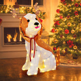 Lighted Christmas Dog with LED Lights Ground Stakes and Cable Tiers