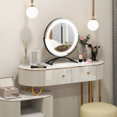 16 x 16 Inch Round LED Vanity Mirror with 3-Color Lighting and Brightness Dimming