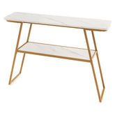 Console Table with Open Shelf Gold Metal Frame Living Room Hallway