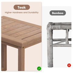 Long Natural Wood Bath Spa Stool with Non-slip Foot Pads for Elderly