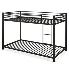 Low Profile Twin Over Twin Metal Bunk Bed with Full-length Guardrails