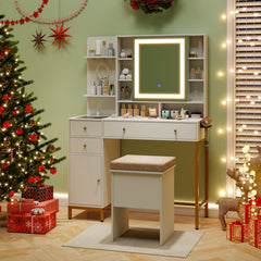 Makeup Dressing Table and Stool set with 3 Lighting Modes and Cabinet