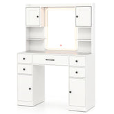 Makeup Vanity Desk with Lighted Mirror and Charging Station
