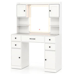 Makeup Vanity Desk with Lighted Mirror and Charging Station