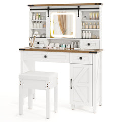 Makeup Vanity Desk with Mirror and 3-Color Dimmable LED Lights