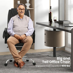 Massage Adjustable Executive Chair with Armrests and Retractable Footrest