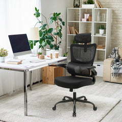 Mesh Office Chair with Adaptive Lumbar Support, Flip-up Armrests, Reclining Backrest