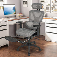Mesh Office Chair with Tilting Backrest and Retractable Footrest