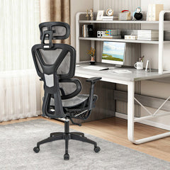 Mesh Office Chair with Tilting Backrest and Retractable Footrest