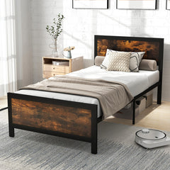 Metal Bed Frame with Headboard and Footboard