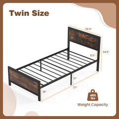 Metal Bed Frame with Headboard and Footboard