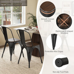 Metal Dining Chairs Set of 4 Tolix Style Stackable Kitchen Chairs with Wood Seat