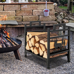 18.5 Inch Metal Firewood Rack with Dual Handles