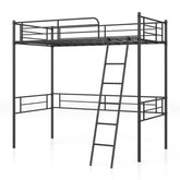 Metal Loft Twin Size Bed Frame with Ladder & Safety Guardrail