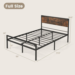 Platform Full/Queen Bed with Rustic Headboard and Footboard